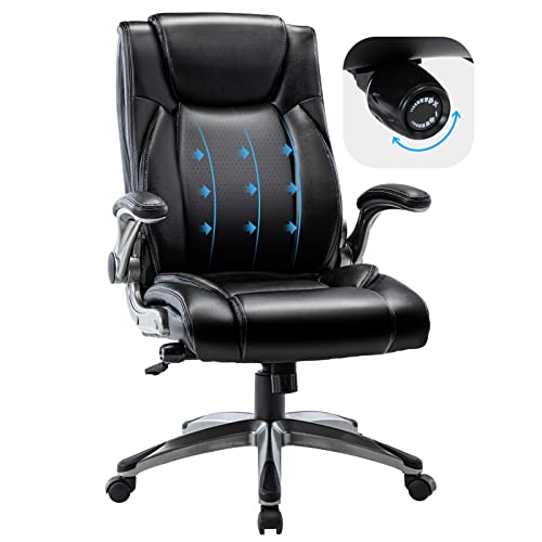 COLAMY Executive Ergonomic Office Chair with Bonded Leather and Flip-up Armrests A775113