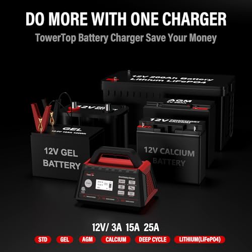 TowerTop 12V 15A Smart Car Battery Charger with Engine Start U614