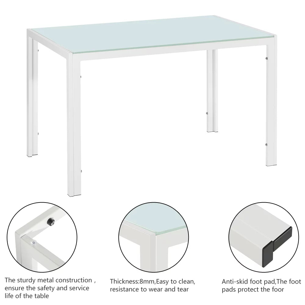 Topcobe Dining Table, Tempered Glass, Easy Assembly G53629