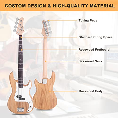 GLARRY Full Size Electric Bass Guitar Beginner Kit 4 String with Amp and Accessories S4156