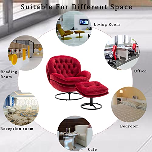 Baysitone Velvet Swivel Accent Chair with Ottoman Set, Modern Lounge Chair, Fruit Green Q36819