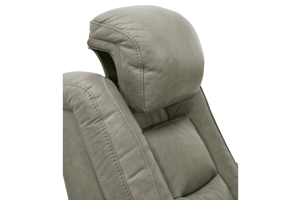 Signature Design by Ashley Man-Den Leather Power Recliner Gray G67279