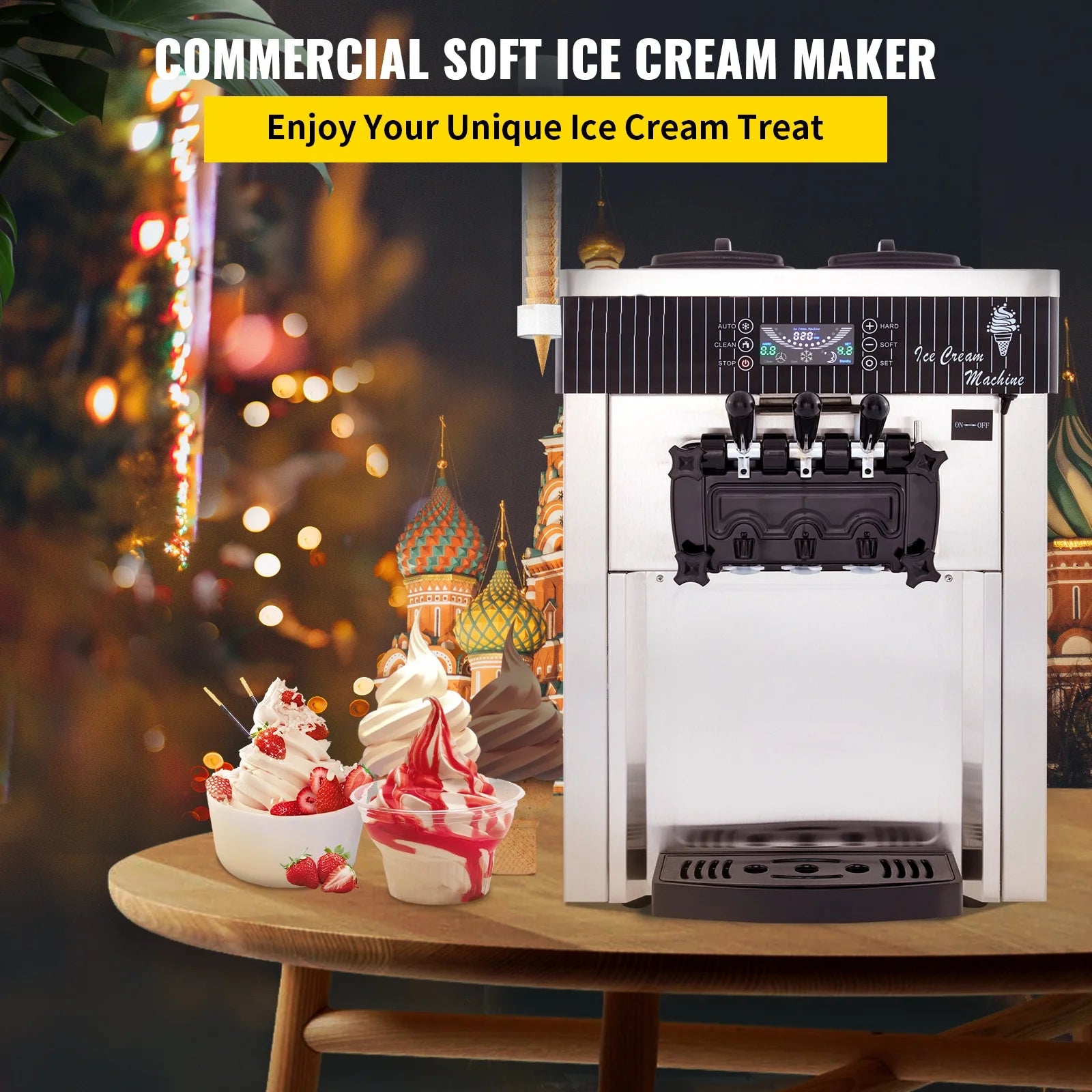 BENTISM Commercial Ice Cream Machine 20-28L/H Soft Serve, Silver K39868