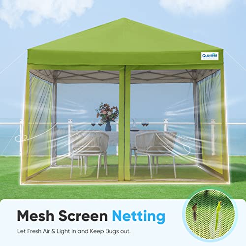 Quictent 6.6'x6.6' Pop up Screened Canopy Tent with Mosquito Netting, Wheeled Carry Bag H89372