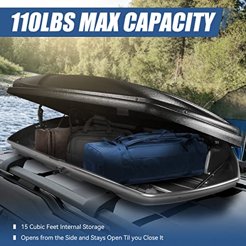 Auto Dynasty Hard Shell Roof Top Car Storage Cargo Carrier, Glossy Black L344