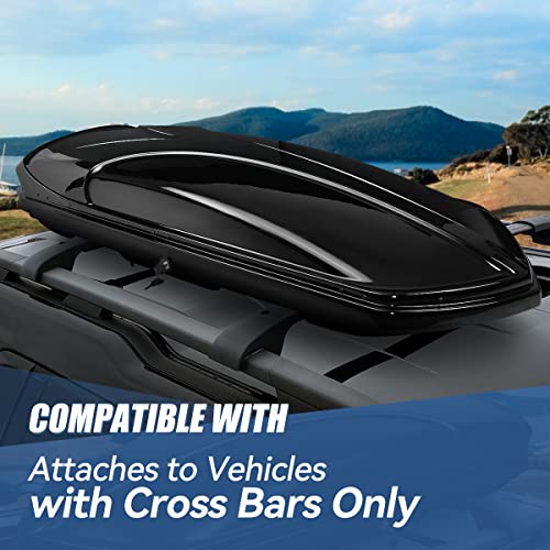 Auto Dynasty Hard Shell Roof Top Car Storage Cargo Carrier, Glossy Black L344