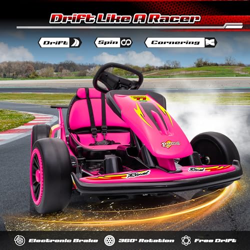 24V Electric Go Kart for Kids, 400W Drift Cart with EVA Tires, Red Y5542