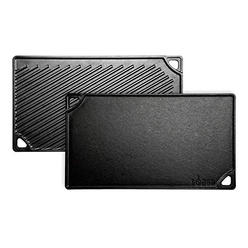 Lodge Reversible Cast Iron Grill/Griddle, 9.5 x 16.75 Inch, Pre-Seasoned U26188