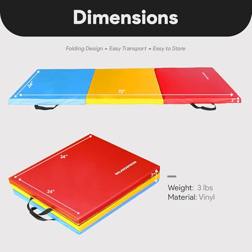 BalanceFrom Folding Gymnastics Mat, Thick Yoga & Workout Pad, Blue S867369