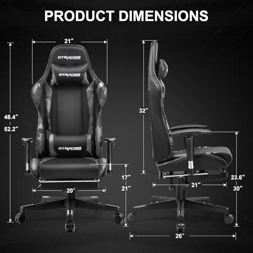 GTRACING Gaming Chair with Footrest, Blue R841