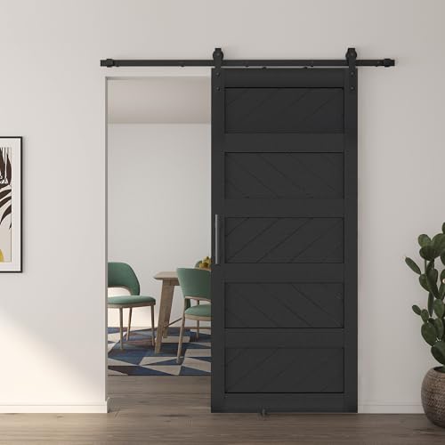 JUBEST 36" x 84" Sliding Barn Door Kit with Hardware, Black R91690