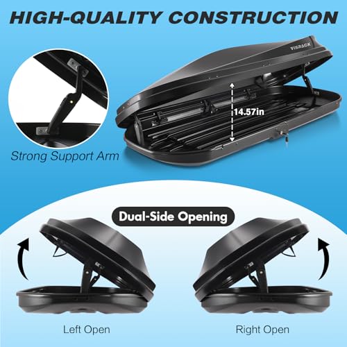 Gray Rooftop Cargo Box Carrier 13 Cubic Feet Waterproof Dual Side Opening R15660