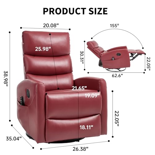 Massage Chair Recliner with Heat, Swivel Rocking, High Back Fabric Black V2333