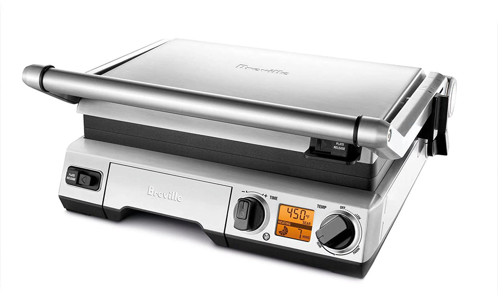 Breville BGR820XL Smart Grill, Electric Countertop Grill, Brushed Stainless Steel., 14" x 14" x 5 3/4" Adjustable,Grill