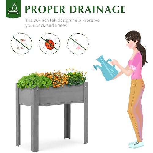 Raised Garden Bed with Legs 40x20x31 Outdoor Wood Planter Box N314255