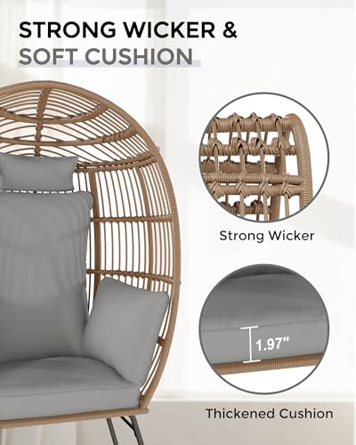 Wicker Egg Chair with Ottoman and Cushion G565