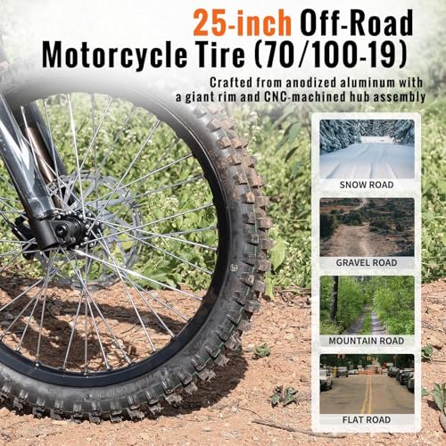 GT73 PRO Electric Dirt Bike for Adults, 60V 3000W Dual Battery, 85 Miles Range Q77385