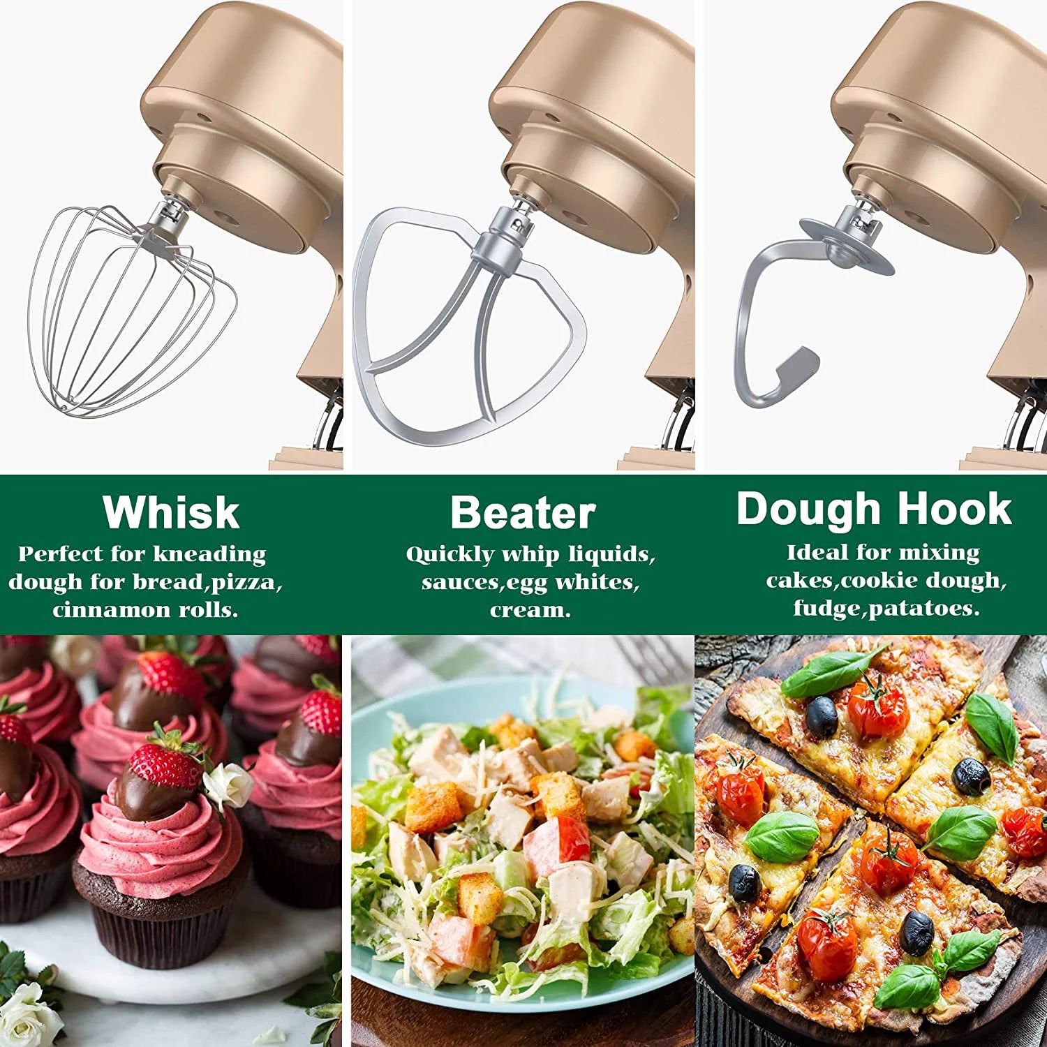 Kuccu Stand Mixer 8.5 Qt 660W 6-Speed Tilt-Head Electric Kitchen Mixer J1260