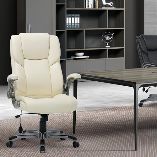 COLAMY Executive Ergonomic Office Chair with Bonded Leather and Flip-up Armrests A775113