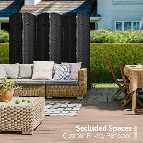 Sorbus 8-Panel Black Room Divider, 6 ft Tall Folding Privacy Screen T242