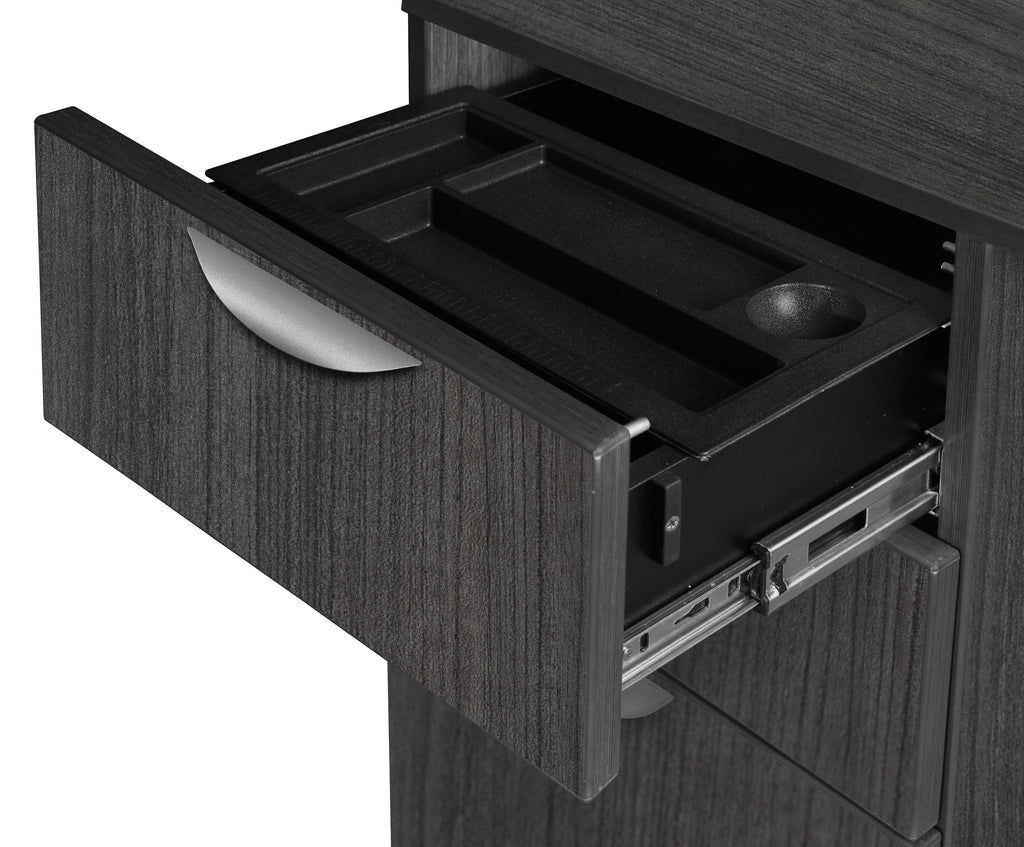 Romig Legacy Bow Front Office Desk with Double Pedestal Drawer Unit, Ash Grey R696
