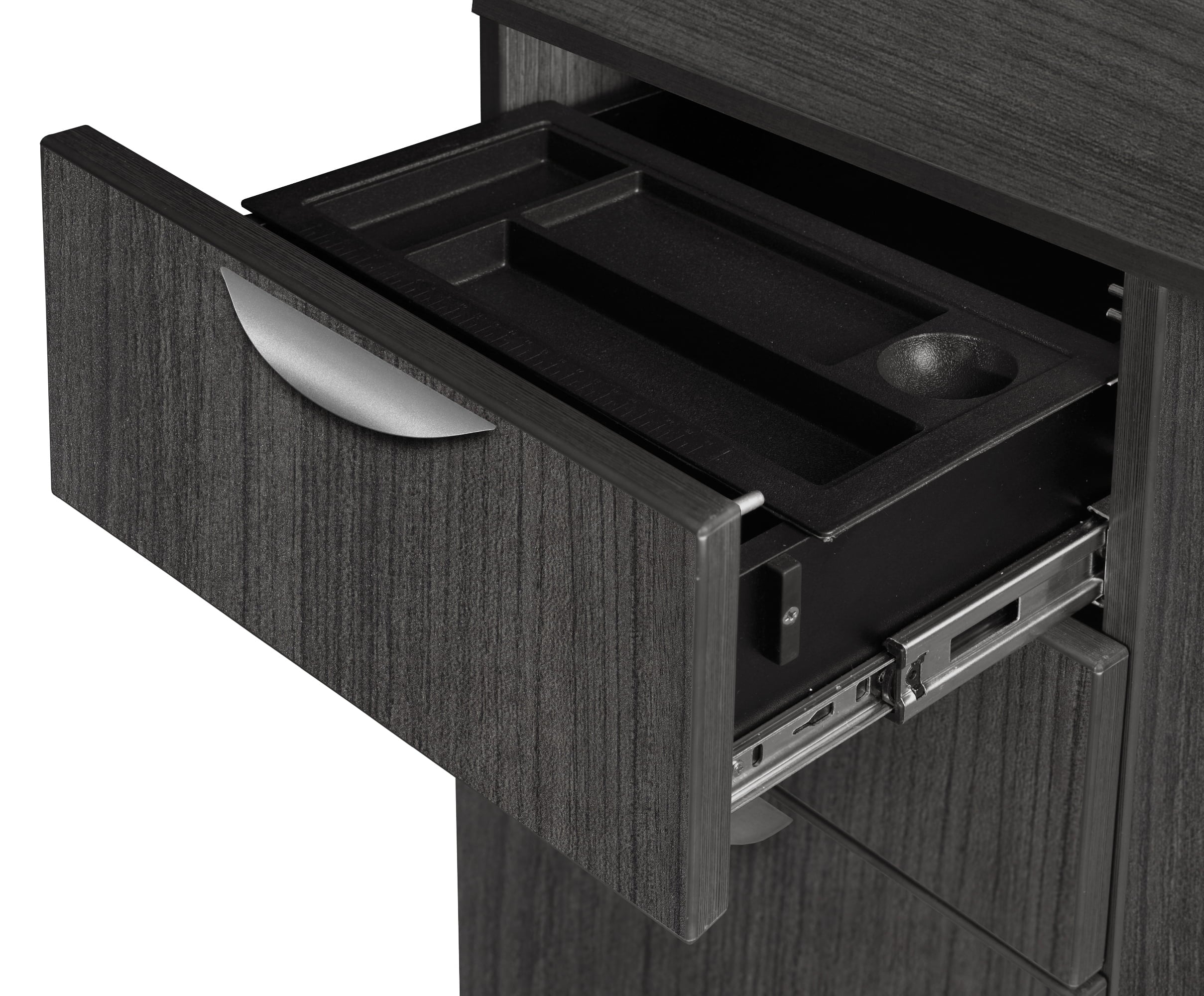 Romig Legacy Bow Front Office Desk with Double Pedestal Drawer Unit, Ash Grey R696