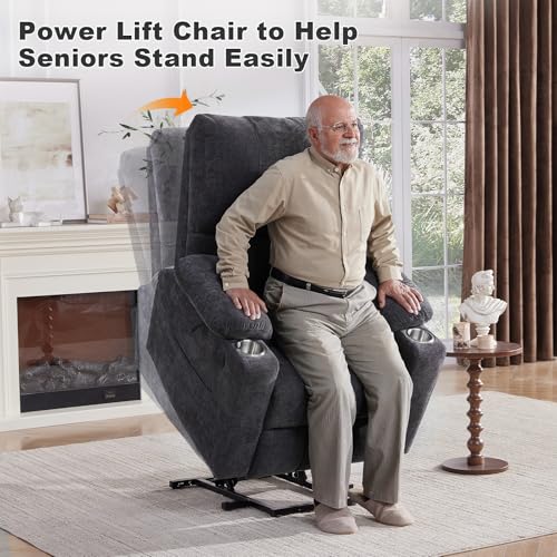 Power Lift Recliner Chair with Heat and Massage for Elderly, Coffee J9646