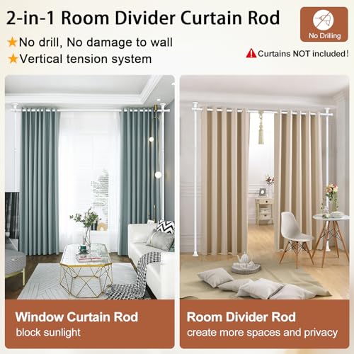 Black Room Divider Curtain Rod, No Drilling, Adjustable 4-10ft E8256