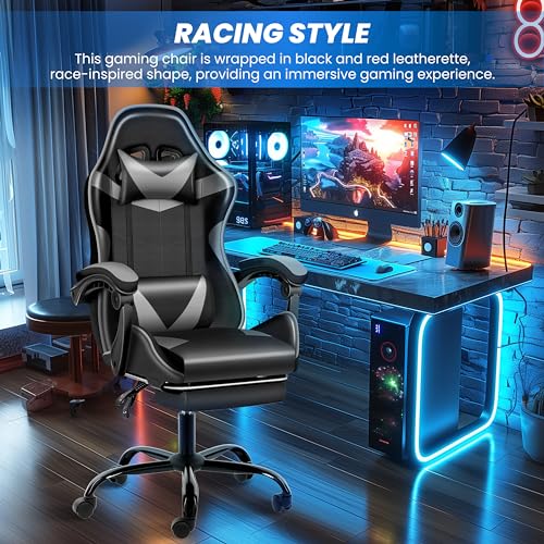 Gaming Chair with Footrest, Lumbar Support, Red/Black M9231