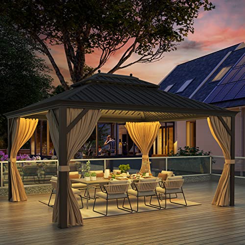 EROMMY 14'x20' Hardtop Gazebo Double Roof Galvanized Steel Outdoor Pavilion G3084
