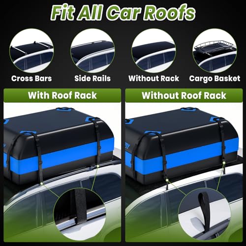 21 Cubic Feet Car Rooftop Cargo Bag Carrier with Waterproof Zip, Blue K43895