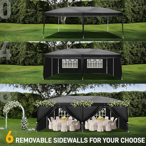 Outvita 10x20ft Pop Up Canopy Tent with 6 SideWalls, Black C203441