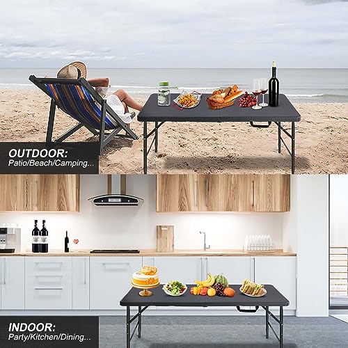Portable Plastic Folding Table 4ft Heavy Duty Indoor Outdoor Y145657