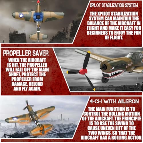 LEAMBE RC Plane P-40 Warhawk 4 Channel Remote Control Airplane Ready to Fly U9044