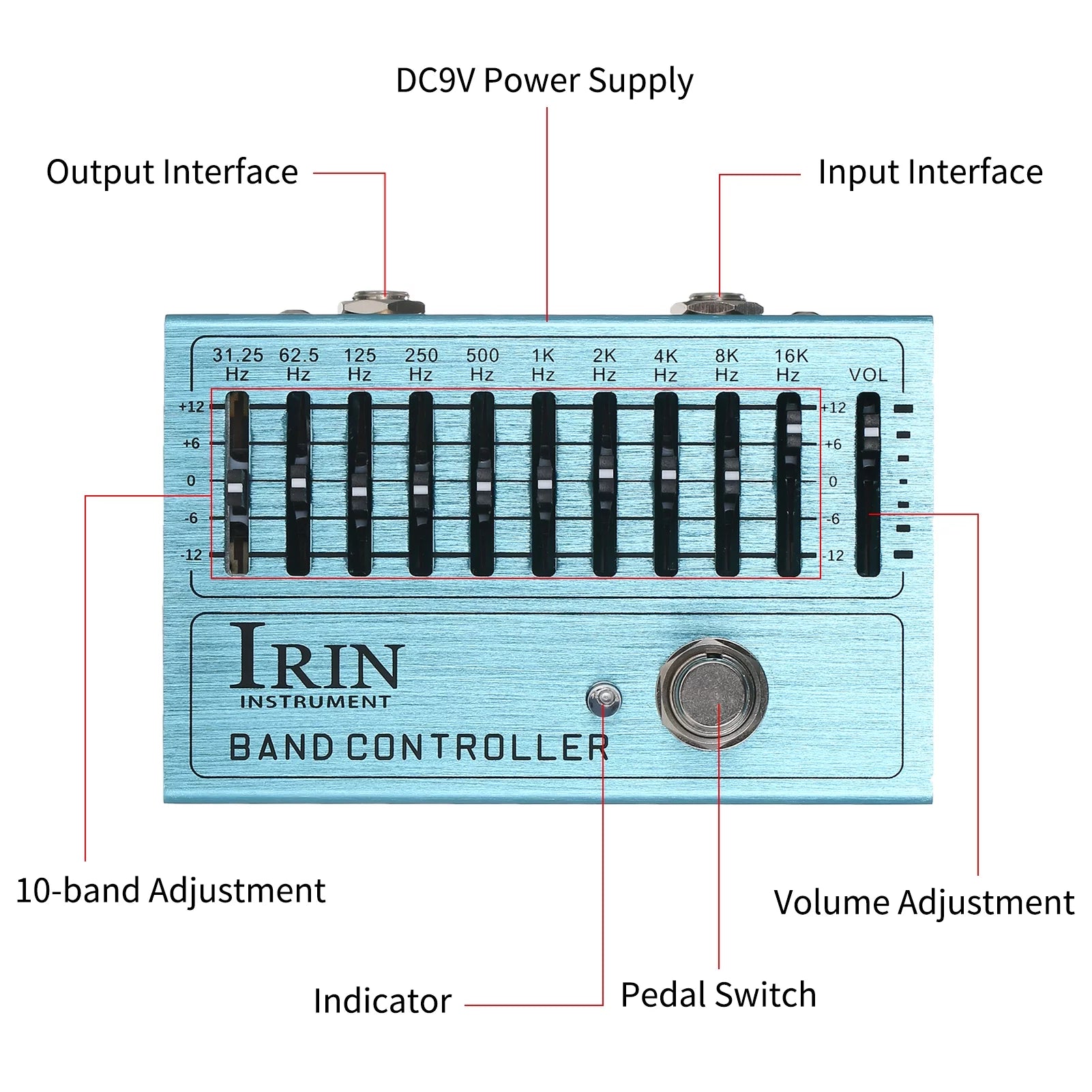 IRIN 10 Band EQ Guitar Effect Pedal with True Bypass Z25417