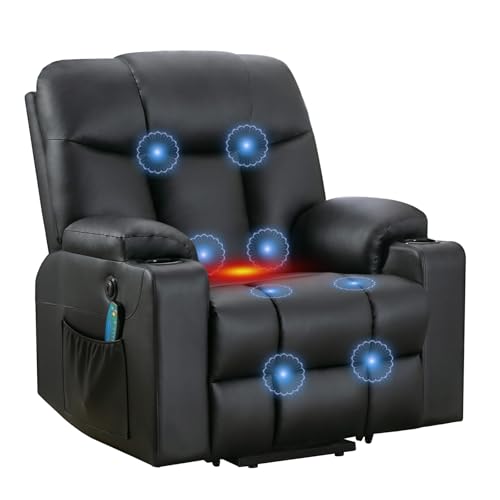 ANJ Large Power Lift Recliner Chair with Massage and Heat for Elderly, Camel Z8802