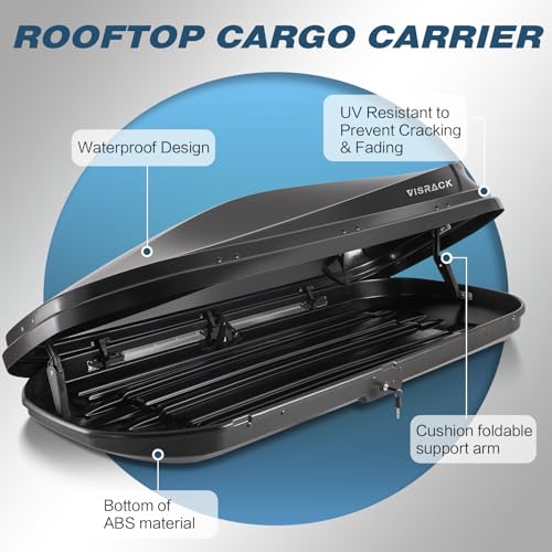 White Rooftop Cargo Box Carrier 21 Cubic Feet Dual Side Opening Waterproof Y6692