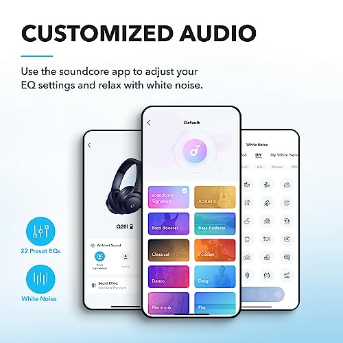 Soundcore by Anker Q20i Hybrid Active Noise Cancelling Headphones, Wireless Over-Ear Bluetooth, White S574