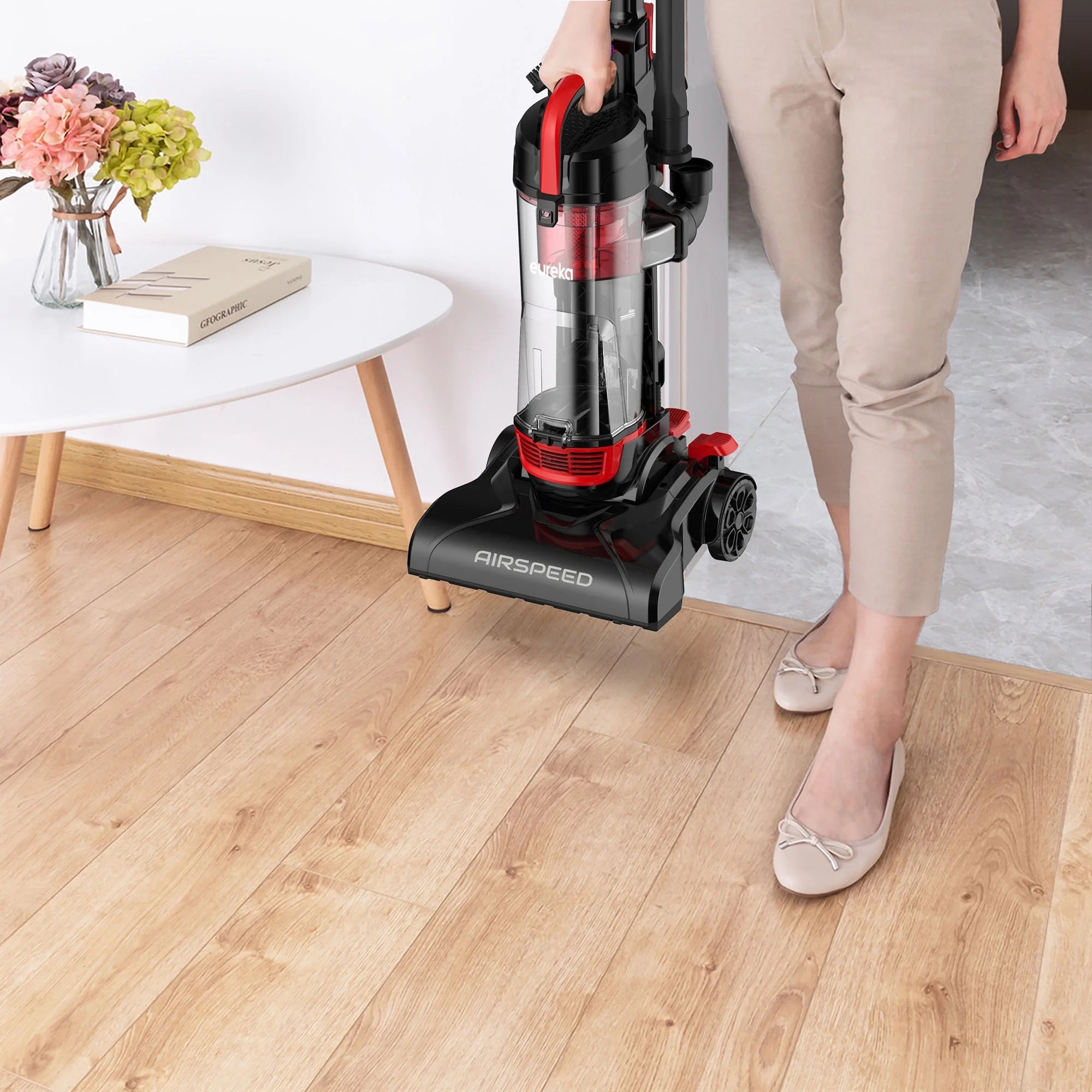 Eureka AirSpeed Compact Bagless Upright Vacuum Cleaner, Red Q444