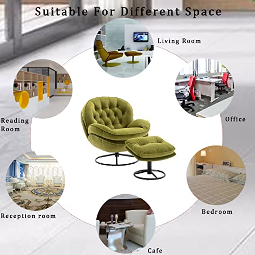 Baysitone Velvet Swivel Accent Chair with Ottoman Set, Modern Lounge Chair, Fruit Green Q36819