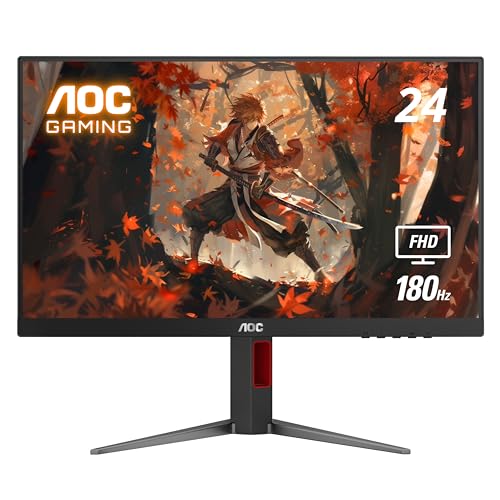 AOC 24G4 24" Gaming Monitor, Full HD IPS, 180Hz 1ms Y482158
