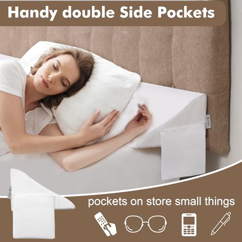 Vekkia King Bed Wedge Pillow for Headboard Mattress Gap Filler, Blue 76"x10"x6" C139495