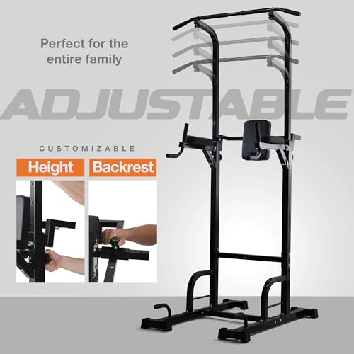 Power Tower Pull Up Bar Dip Station for Home Gym, 440LBS Capacity N2352