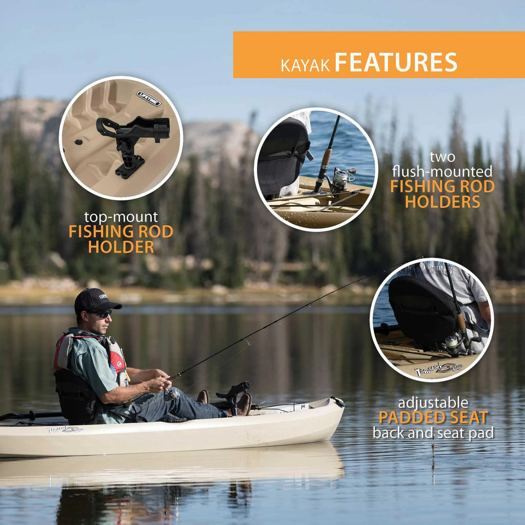 Lifetime Tamarack Angler 100 Fishing Kayak 2-Pack with Paddles, Tan Z2448