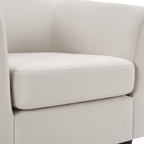 FLEXISPOT Accent Barrel Chair with Ottoman, Velvet Upholstered, White U587