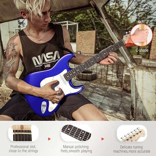 Donner DST-100B 39 Inch Electric Guitar Beginner Kit with Amplifier and Accessories W342