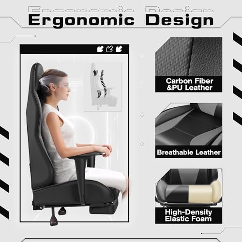 Homall Gaming Chair with Footrest and Massage Lumbar Support, Black T748