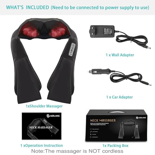 AERLANG Shiatsu Back and Neck Massager with Heat, Electric Massage Pillow S5470