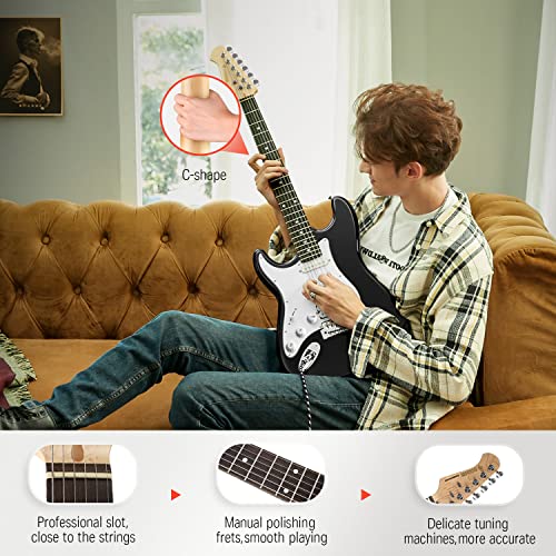 Donner DST-100B 39 Inch Electric Guitar Beginner Kit with Amplifier and Accessories W342