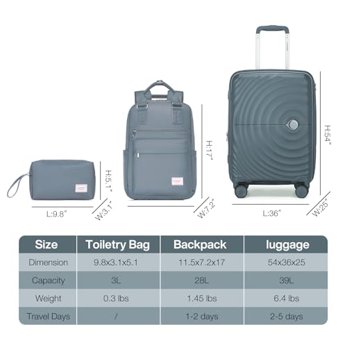 LARVENDER Luggage Sets 3 Piece, 20in Carry On PP Hardshell Suitcase with Spinner Wheels Q3160